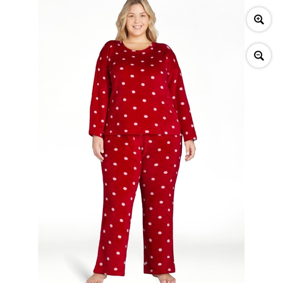 Joyspun Women’s 2 PC Milky Fleece Red Dotted Pajama Set Size 2X NWT - Picture 5 of 6